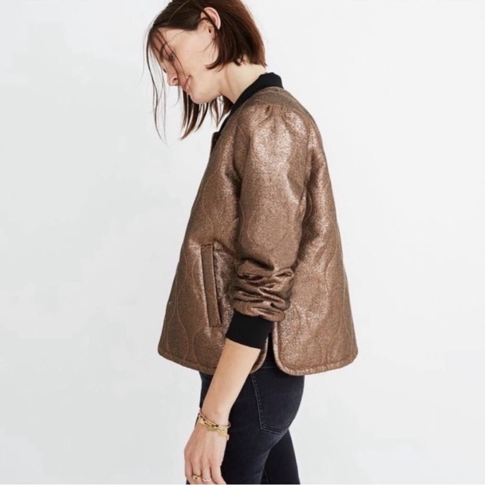 MADEWELL Metallic Gold Military Bomber Jacket | Women’s small